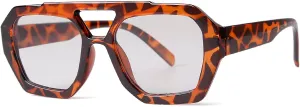 2025 Trendy Designer Square Aviator Sunglasses For Women Vintage 70s Thick Double Bridge Sun Glasses