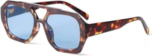 2025 Trendy Designer Square Aviator Sunglasses For Women Vintage 70s Thick Double Bridge Sun Glasses