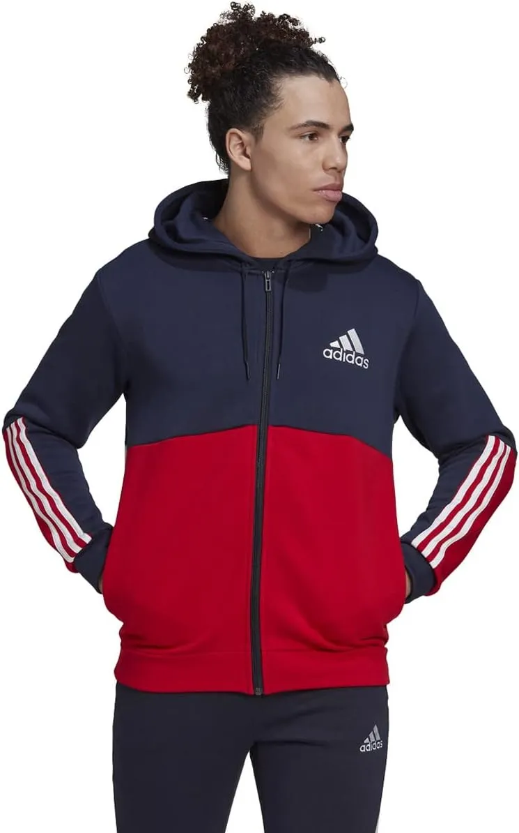 adidas Men's Essentials Colorblock Full Zip Hoodie
