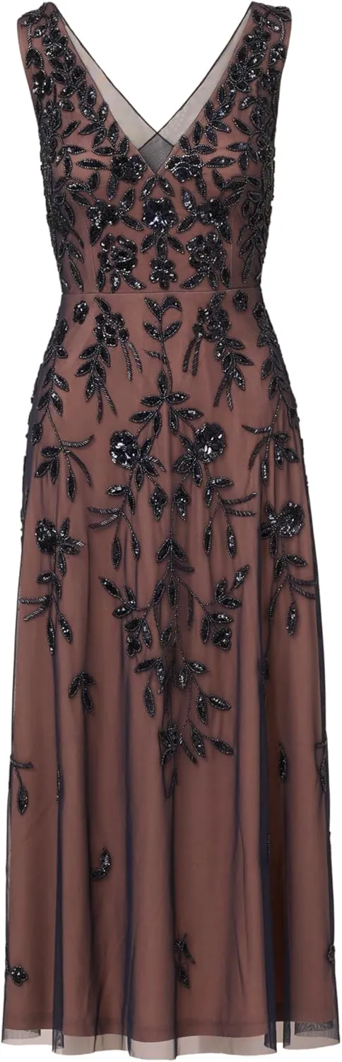 Adrianna Papell Women's Beaded Mesh Dress