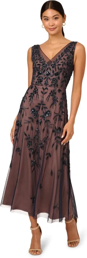 Adrianna Papell Women's Beaded Mesh Dress