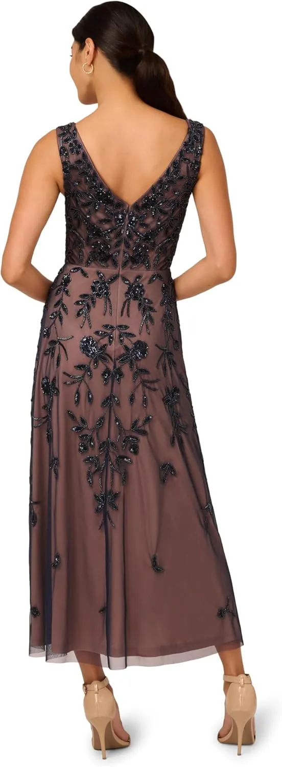 Adrianna Papell Women's Beaded Mesh Dress