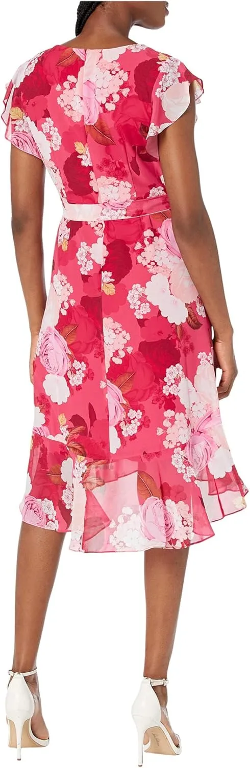 Adrianna Papell Women's Short Printed Chiffon Dress