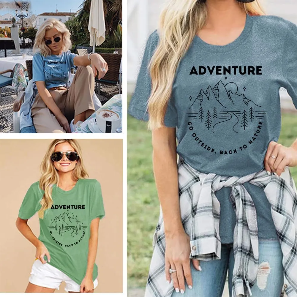 Adventure Shirts Sunrise Camping Hiking Activewear Road Trip Nature Cactus Workout Tee Top