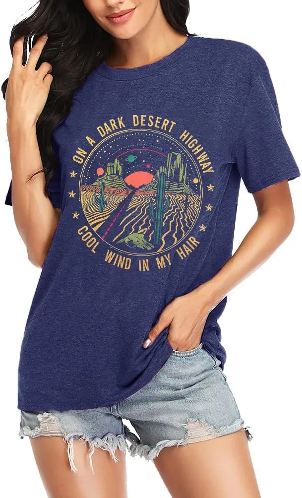 Adventure Shirts Sunrise Camping Hiking Activewear Road Trip Nature Cactus Workout Tee Top