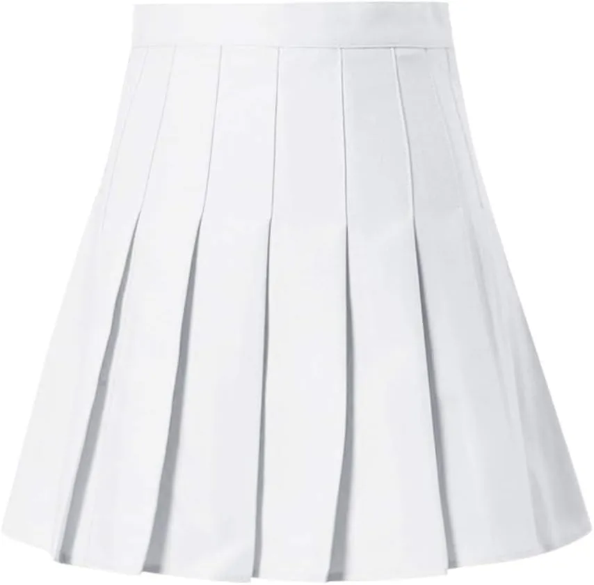 aihihe Womens Teen Girls Casual Mini Tennis Skirts Stretch Waist Flared Plain Pleated Skater Skirt High Waisted Skirt