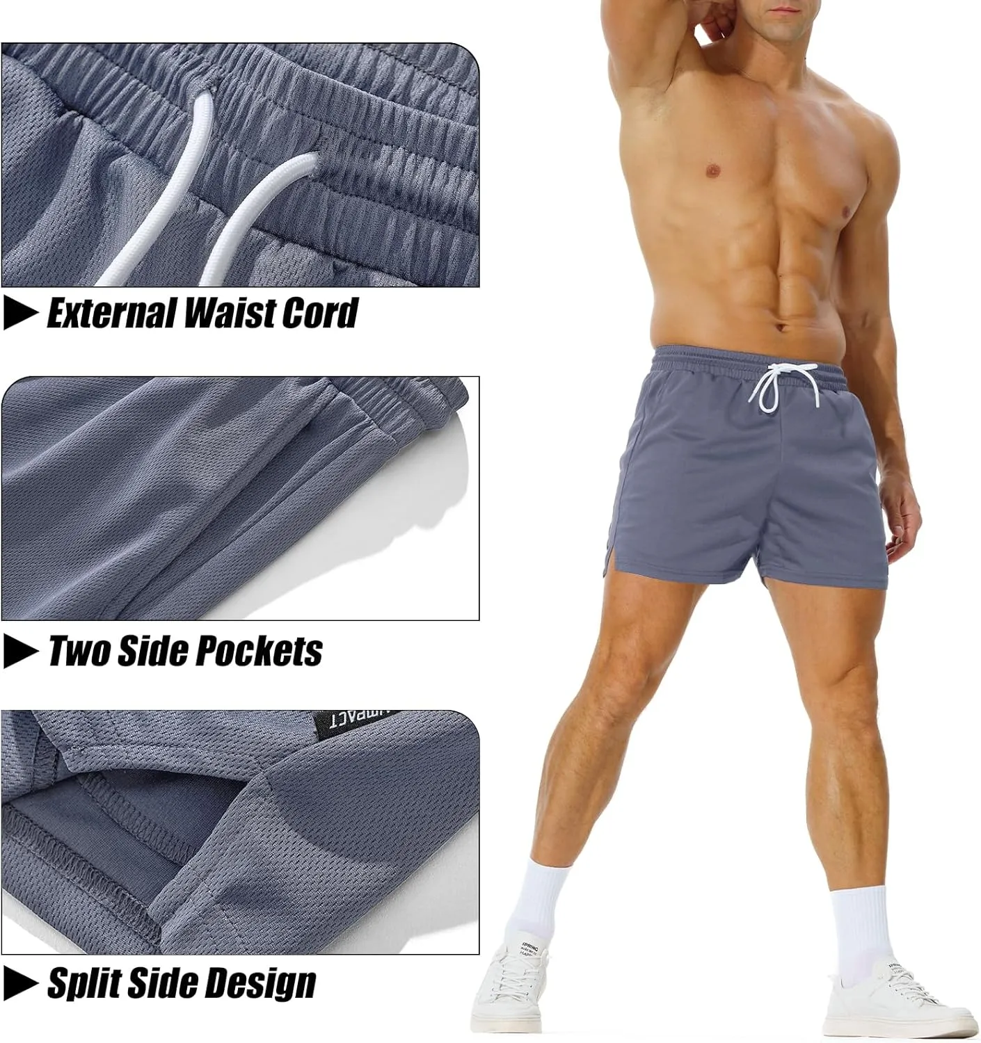 AIMPACT Mens Mesh Athletic Shorts Gym Athletic Workout Shorts for Men 5 Inch Running Shorts with Pocket