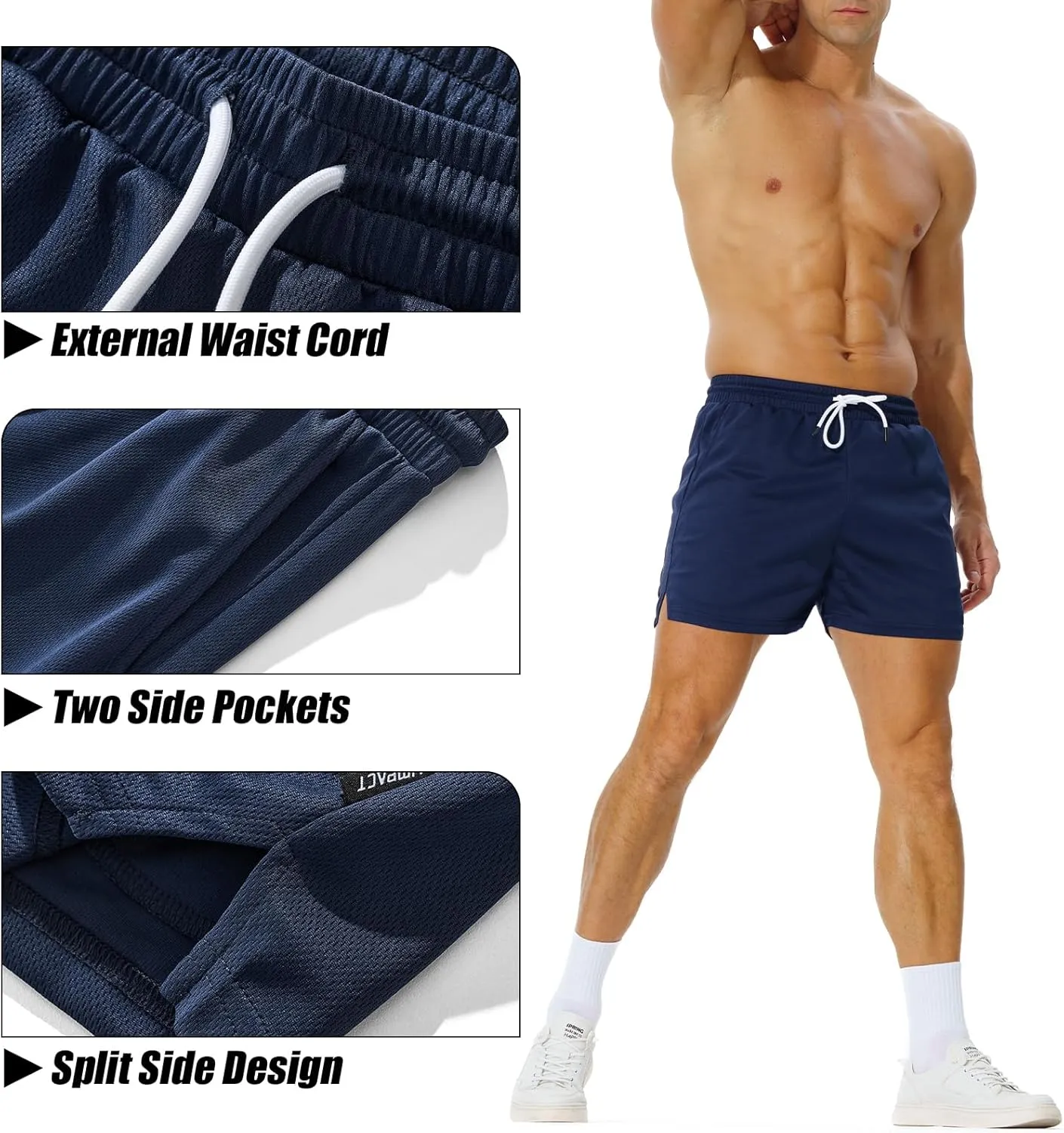 AIMPACT Mens Mesh Athletic Shorts Gym Athletic Workout Shorts for Men 5 Inch Running Shorts with Pocket