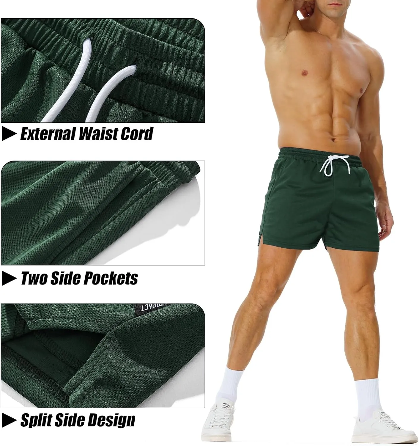 AIMPACT Mens Mesh Athletic Shorts Gym Athletic Workout Shorts for Men 5 Inch Running Shorts with Pocket