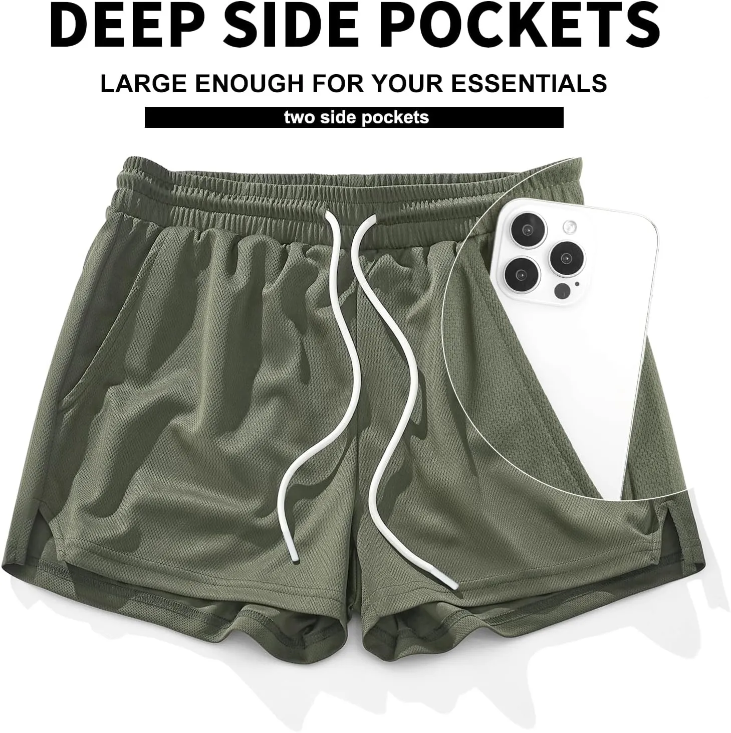 AIMPACT Mens Mesh Running Shorts 3 Inch Quick Dry Gym Athletic Workout Shorts for Men with Pockets