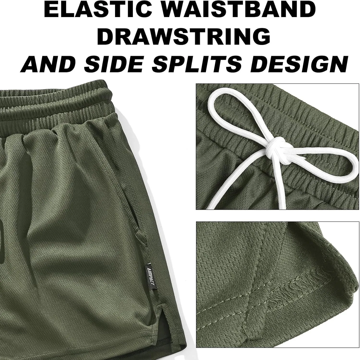 AIMPACT Mens Mesh Running Shorts 3 Inch Quick Dry Gym Athletic Workout Shorts for Men with Pockets