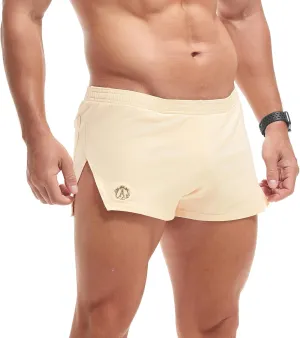 AMY COULEE Mens Cotton Gym Shorts Bodybuilding Lifting Lounge Split Shorts Lightweight Sleep Bottoms