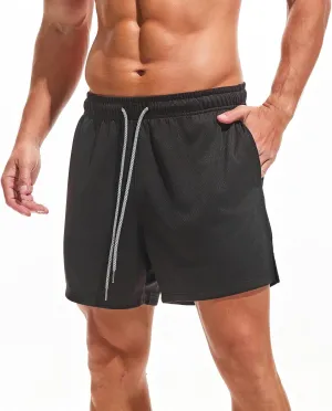 AMY COULEE Mens Mesh Running Shorts 5 Inch Workout Quick Dry Basketball Shorts with Pockets