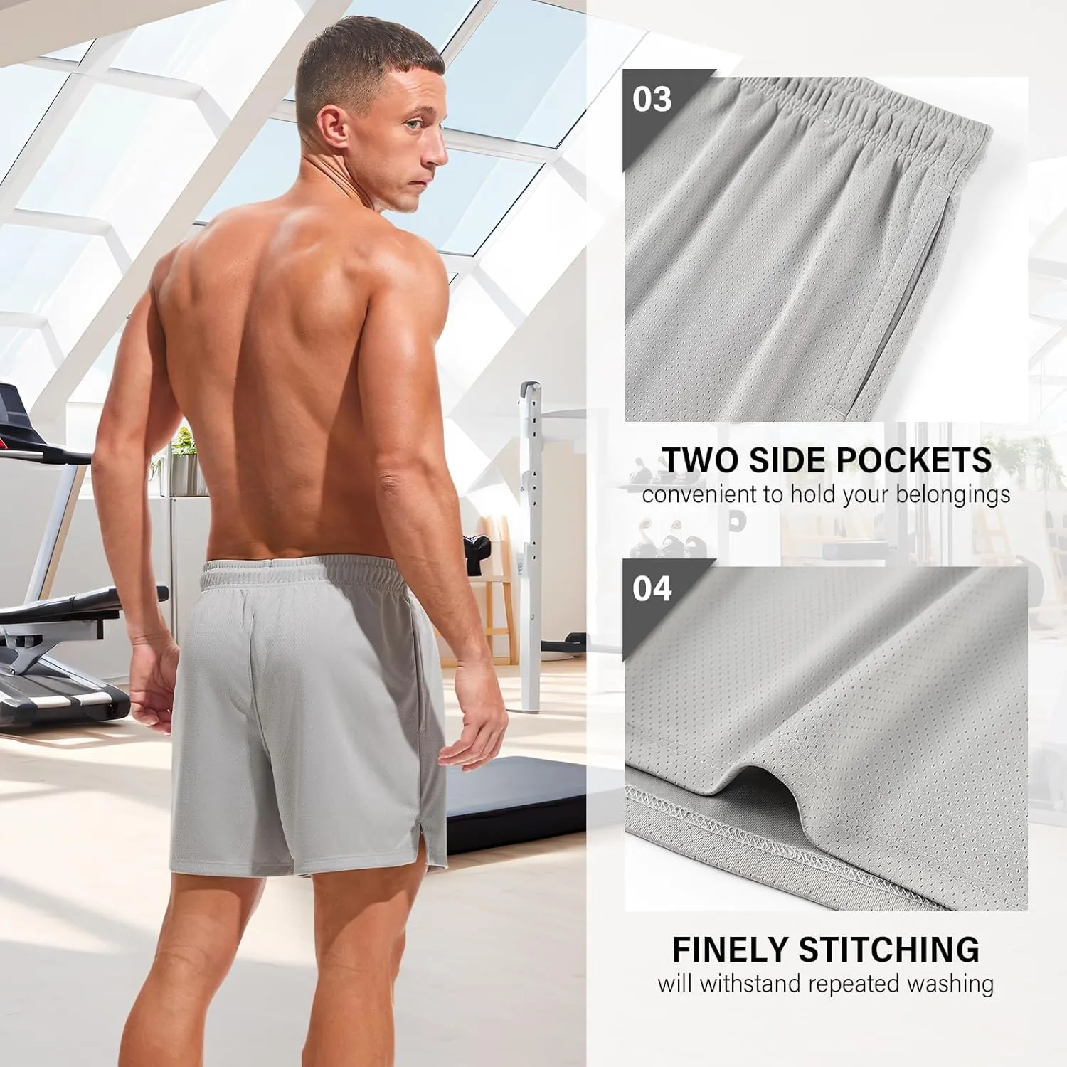 AMY COULEE Mens Mesh Running Shorts 5 Inch Workout Quick Dry Basketball Shorts with Pockets