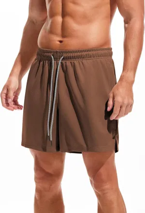 AMY COULEE Mens Mesh Running Shorts 5 Inch Workout Quick Dry Basketball Shorts with Pockets