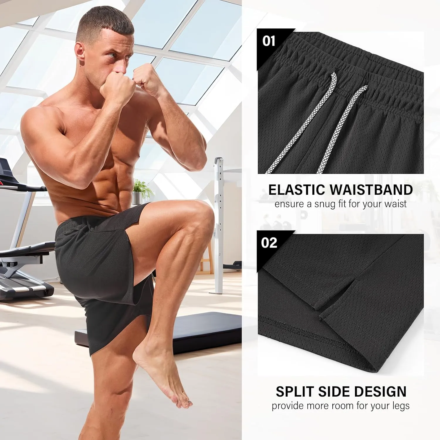 AMY COULEE Mens Mesh Running Shorts 5 Inch Workout Quick Dry Basketball Shorts with Pockets