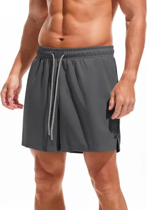 AMY COULEE Mens Mesh Running Shorts 5 Inch Workout Quick Dry Basketball Shorts with Pockets