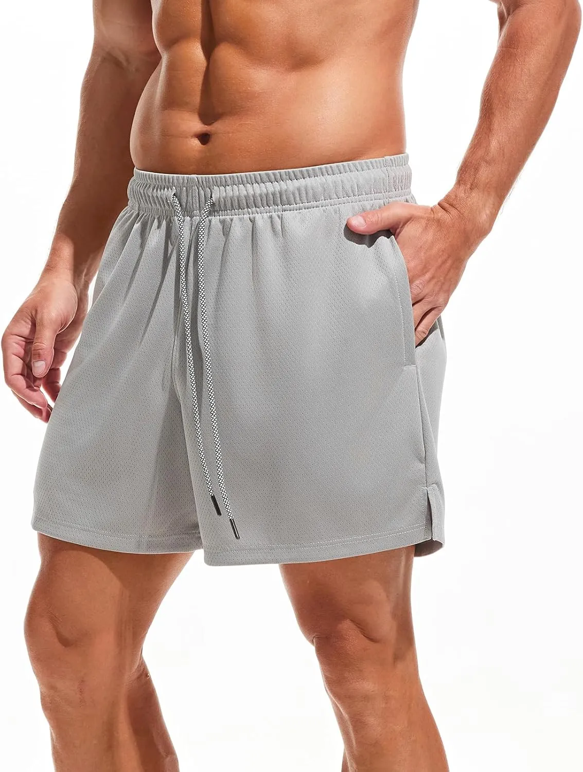 AMY COULEE Mens Mesh Running Shorts 5 Inch Workout Quick Dry Basketball Shorts with Pockets
