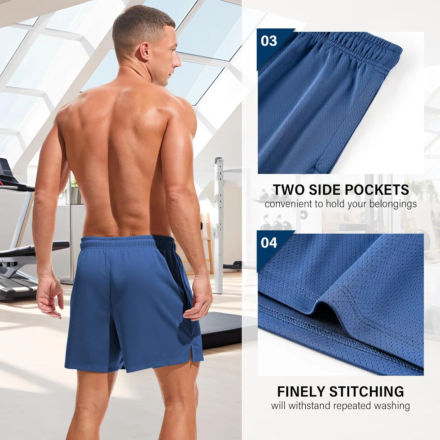 AMY COULEE Mens Mesh Running Shorts 5 Inch Workout Quick Dry Basketball Shorts with Pockets