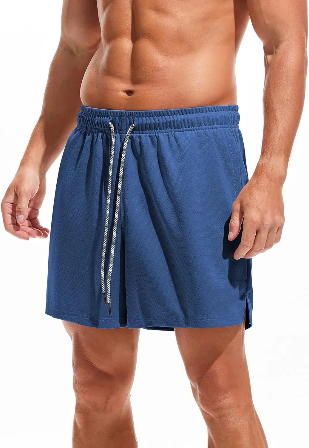 AMY COULEE Mens Mesh Running Shorts 5 Inch Workout Quick Dry Basketball Shorts with Pockets