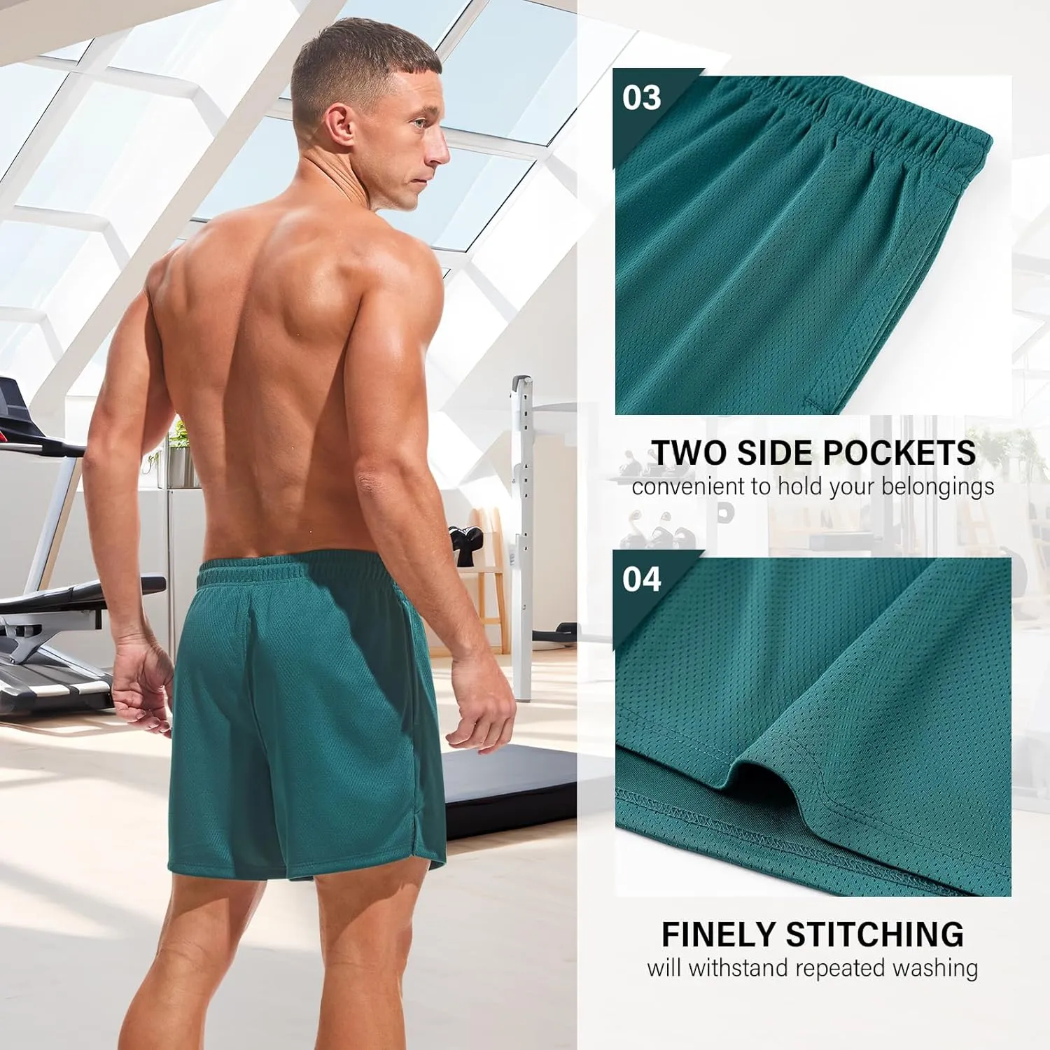 AMY COULEE Mens Mesh Running Shorts 5 Inch Workout Quick Dry Basketball Shorts with Pockets