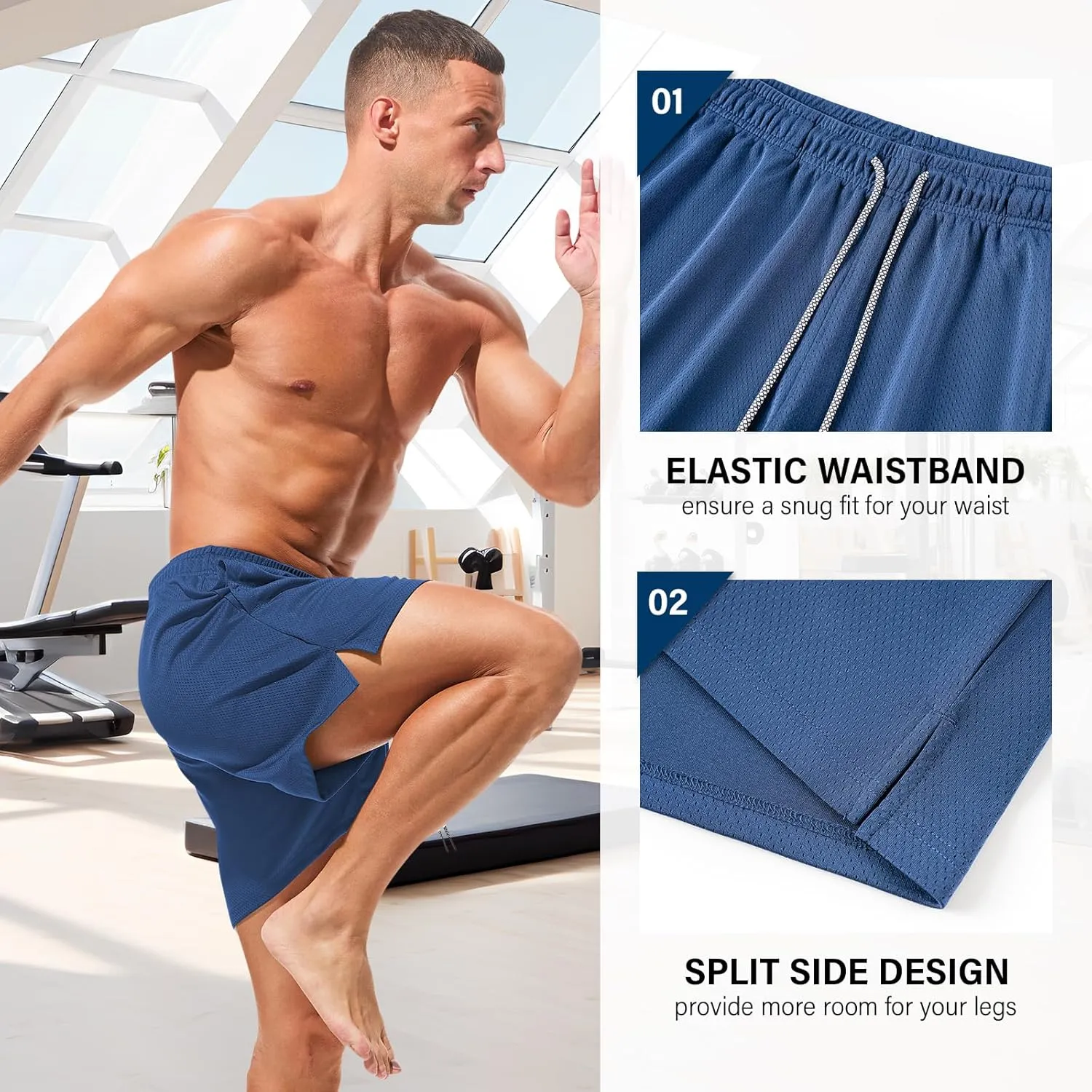 AMY COULEE Mens Mesh Running Shorts 5 Inch Workout Quick Dry Basketball Shorts with Pockets