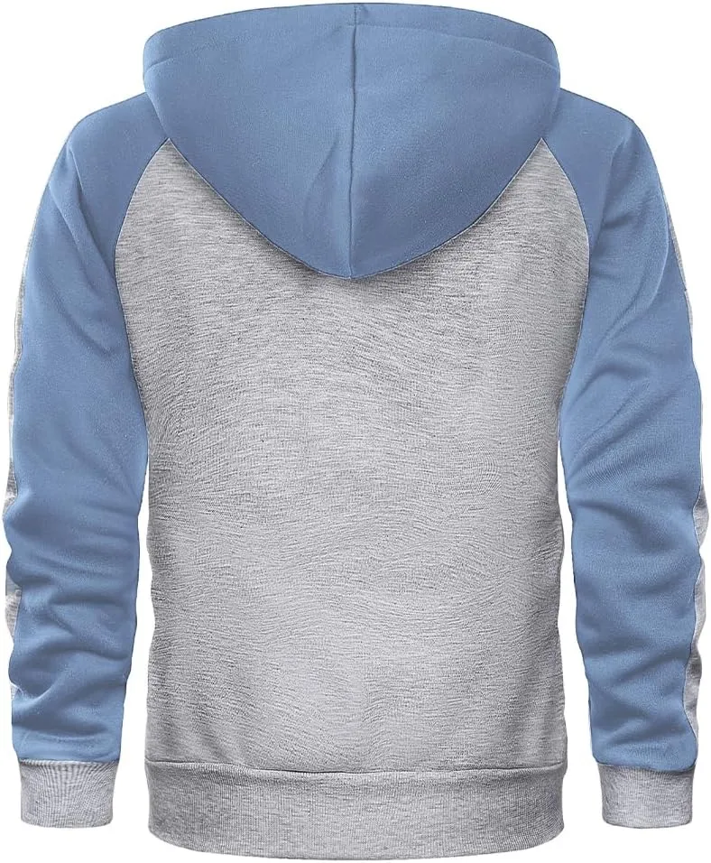 AOTORR Men's Zip Up Hoodie Color Block Long Sleeve Casual Sweatshirt with Pocket