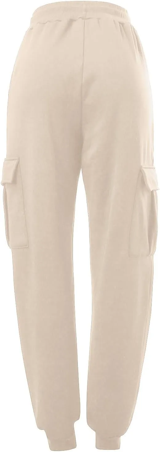 Baggy Sweatpants for Women Ladies Solid Color Drawstring Elastic Elastic High Waisted Drawstring Pants with Pockets