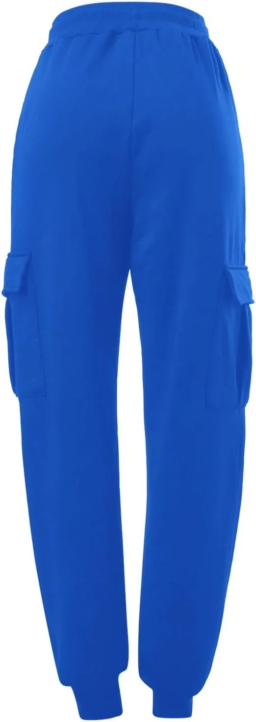 Baggy Sweatpants for Women Ladies Solid Color Drawstring Elastic Elastic High Waisted Drawstring Pants with Pockets