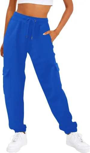 Baggy Sweatpants for Women Ladies Solid Color Drawstring Elastic Elastic High Waisted Drawstring Pants with Pockets