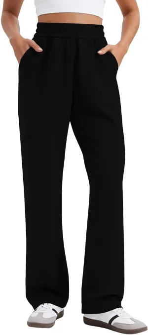 Baggy Wide Leg Sweatpants Casual Drawstring High Waisted Workout Pants with Pockets Lightweight Yoga Lounge Pants