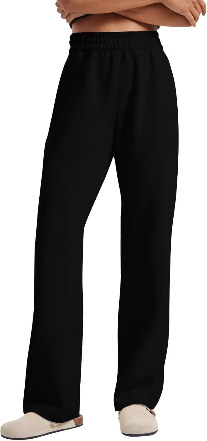 Baggy Wide Leg Sweatpants Casual Drawstring High Waisted Workout Pants with Pockets Lightweight Yoga Lounge Pants