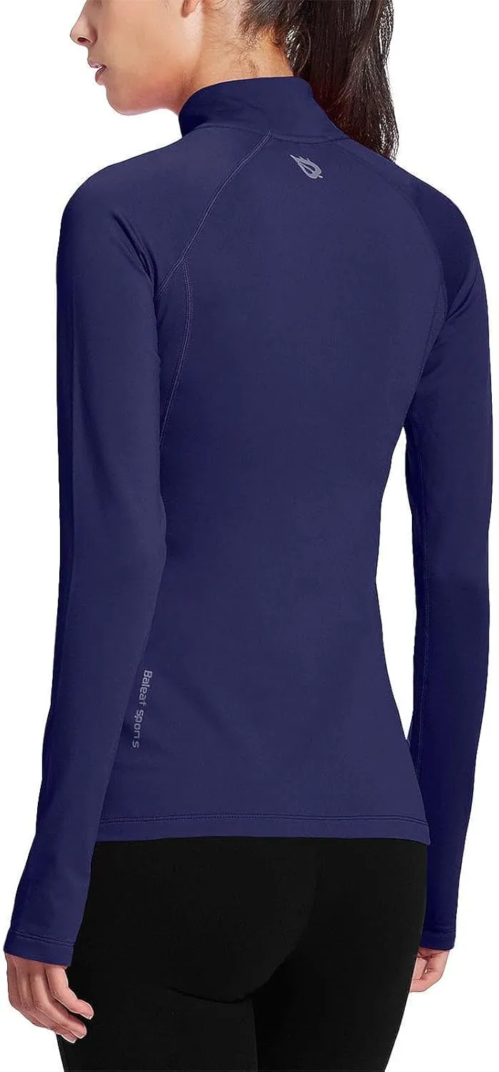 baleaf Women's Running Jacket Thermal Fleece Pullover Half Zip Tops Thumbholes Winter Long Sleeve Cold Weather