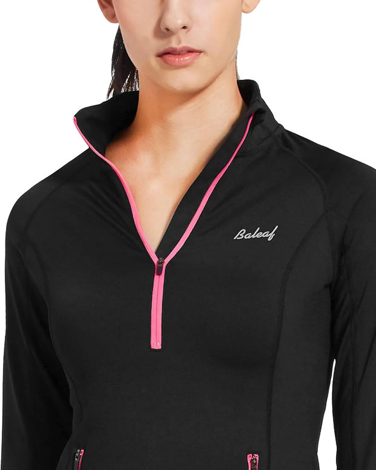 baleaf Women's Running Jacket Thermal Fleece Pullover Half Zip Tops Thumbholes Winter Long Sleeve Cold Weather