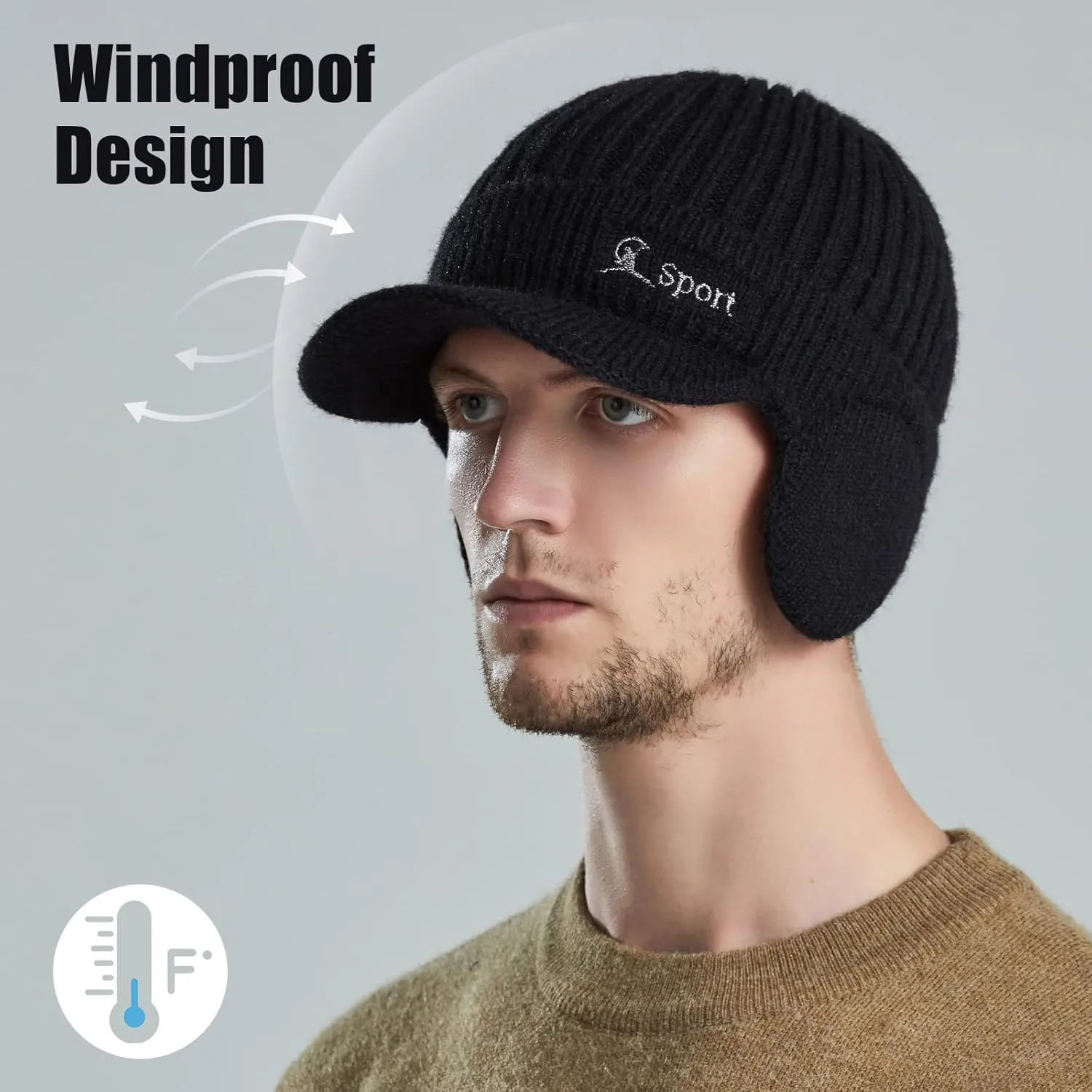 BAVST Hat for Men Knitted Beanie Women Winter Hats Men’s Stretchy Caps Outdoor Beanies Fleece Lined Ear Warmer