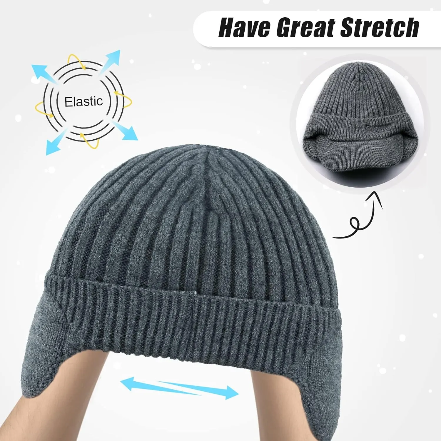 BAVST Hat for Men Knitted Beanie Women Winter Hats Men’s Stretchy Caps Outdoor Beanies Fleece Lined Ear Warmer