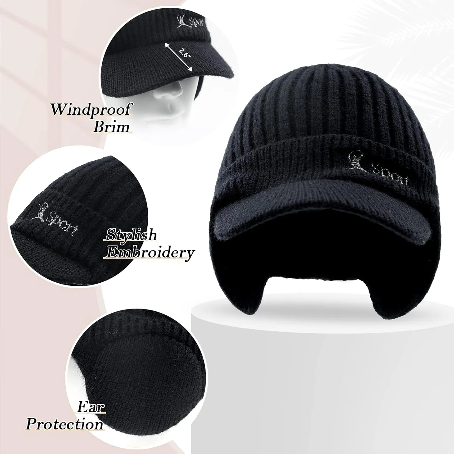 BAVST Hat for Men Knitted Beanie Women Winter Hats Men’s Stretchy Caps Outdoor Beanies Fleece Lined Ear Warmer