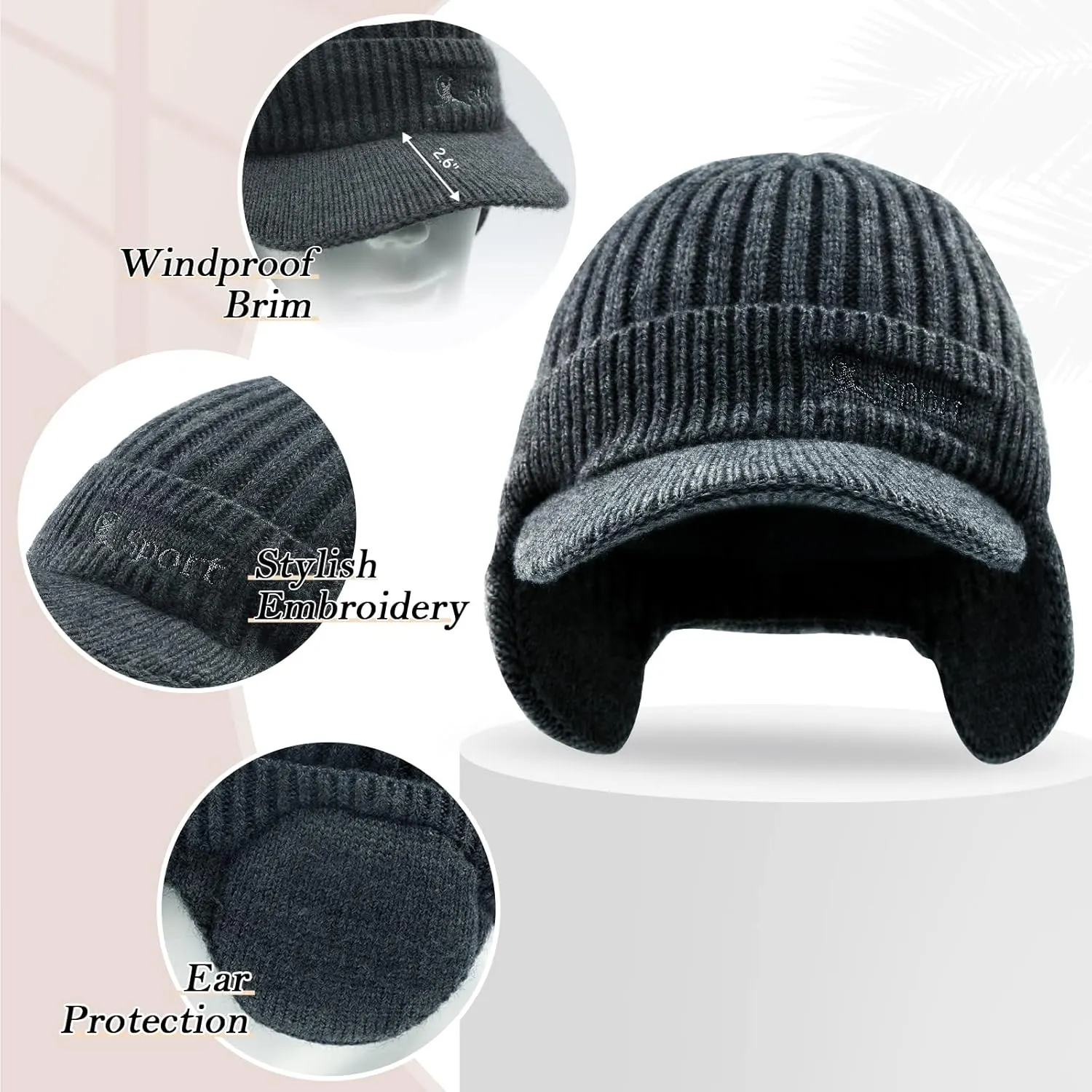 BAVST Hat for Men Knitted Beanie Women Winter Hats Men’s Stretchy Caps Outdoor Beanies Fleece Lined Ear Warmer