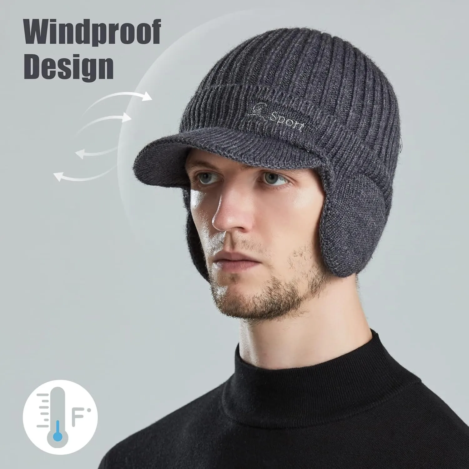 BAVST Hat for Men Knitted Beanie Women Winter Hats Men’s Stretchy Caps Outdoor Beanies Fleece Lined Ear Warmer