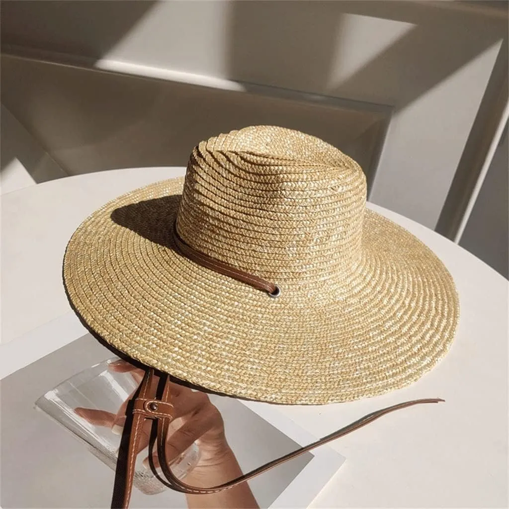 Belt Strap Sun Hat for Women Vacation Beach Hats Wide Brim Travel Hats