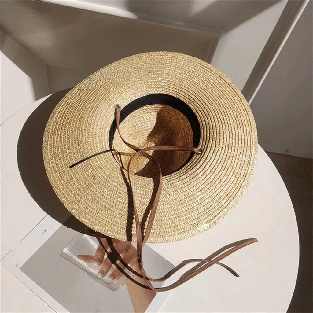 Belt Strap Sun Hat for Women Vacation Beach Hats Wide Brim Travel Hats