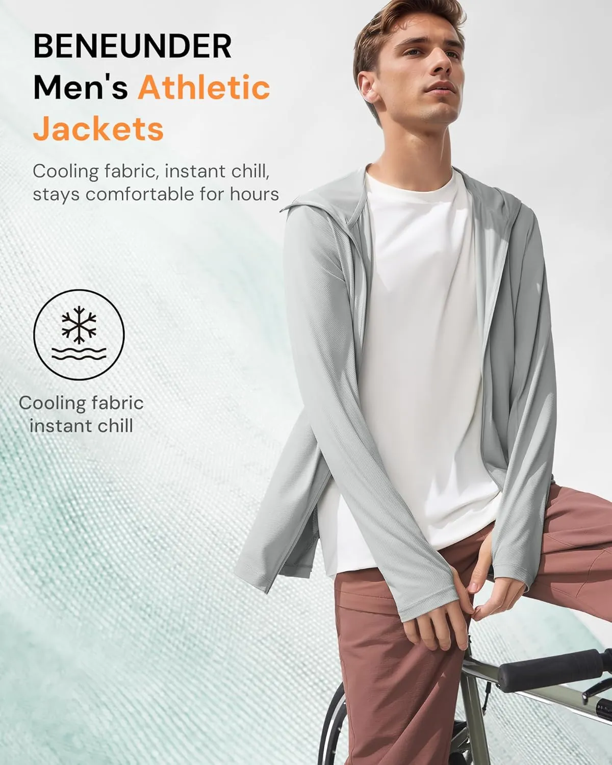 BENEUNDER Men's UPF 50  Sun Protection Lightweight Hoodie Jacket Long Sleeve Active Sun Shirts for Outdoor Hiking Workout