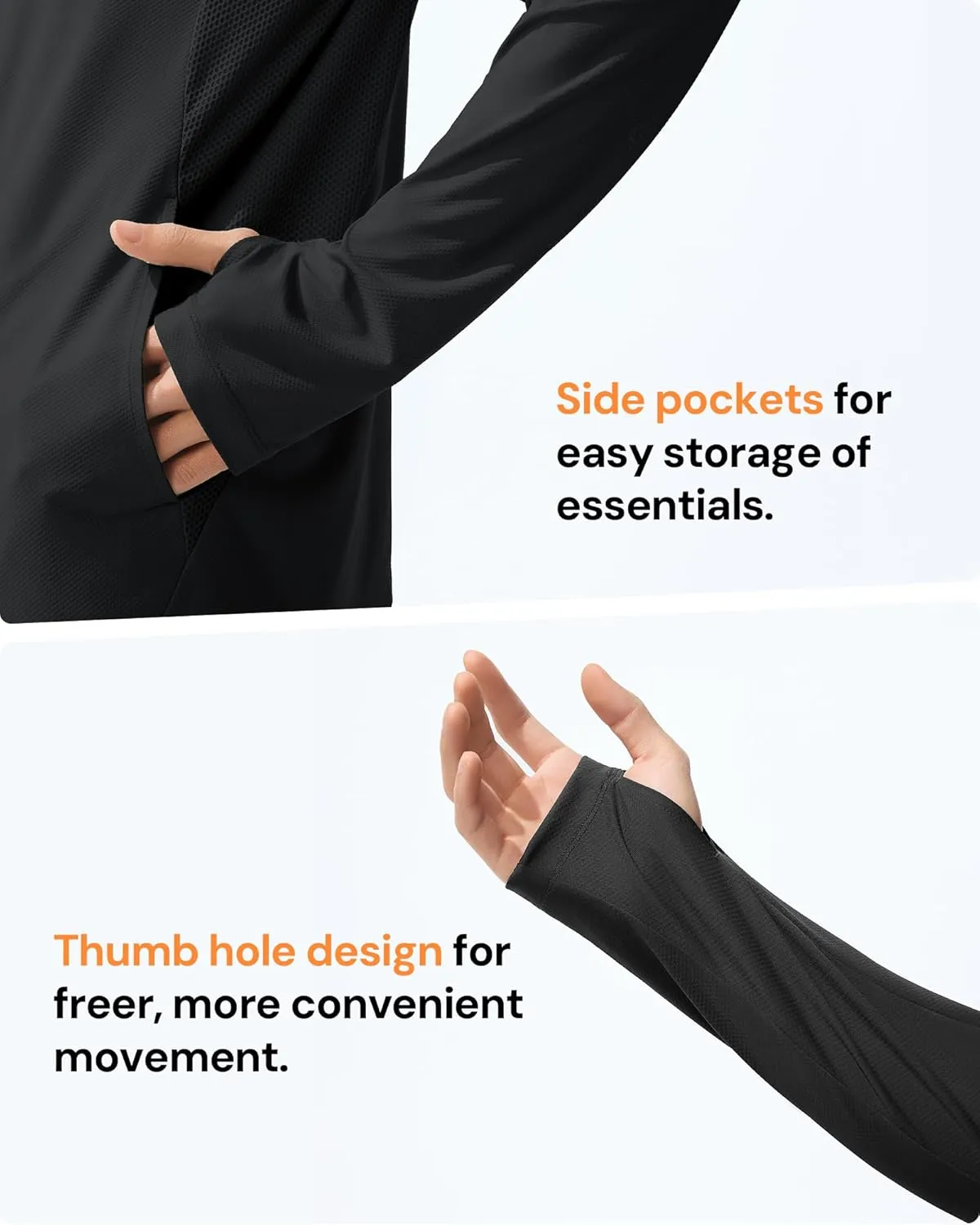 BENEUNDER Men's UPF 50  Sun Protection Lightweight Hoodie Jacket Long Sleeve Active Sun Shirts for Outdoor Hiking Workout