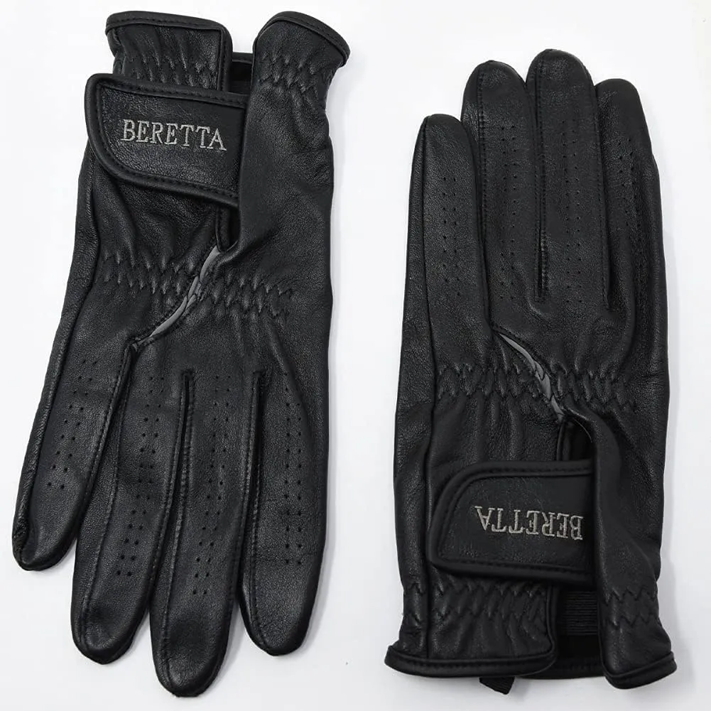 Beretta Unisex Leather Shooting Gloves with Touch-Screen Compatible Index Finger - Breathable Soft Thin Maximum Grip Adjustable Cuffs