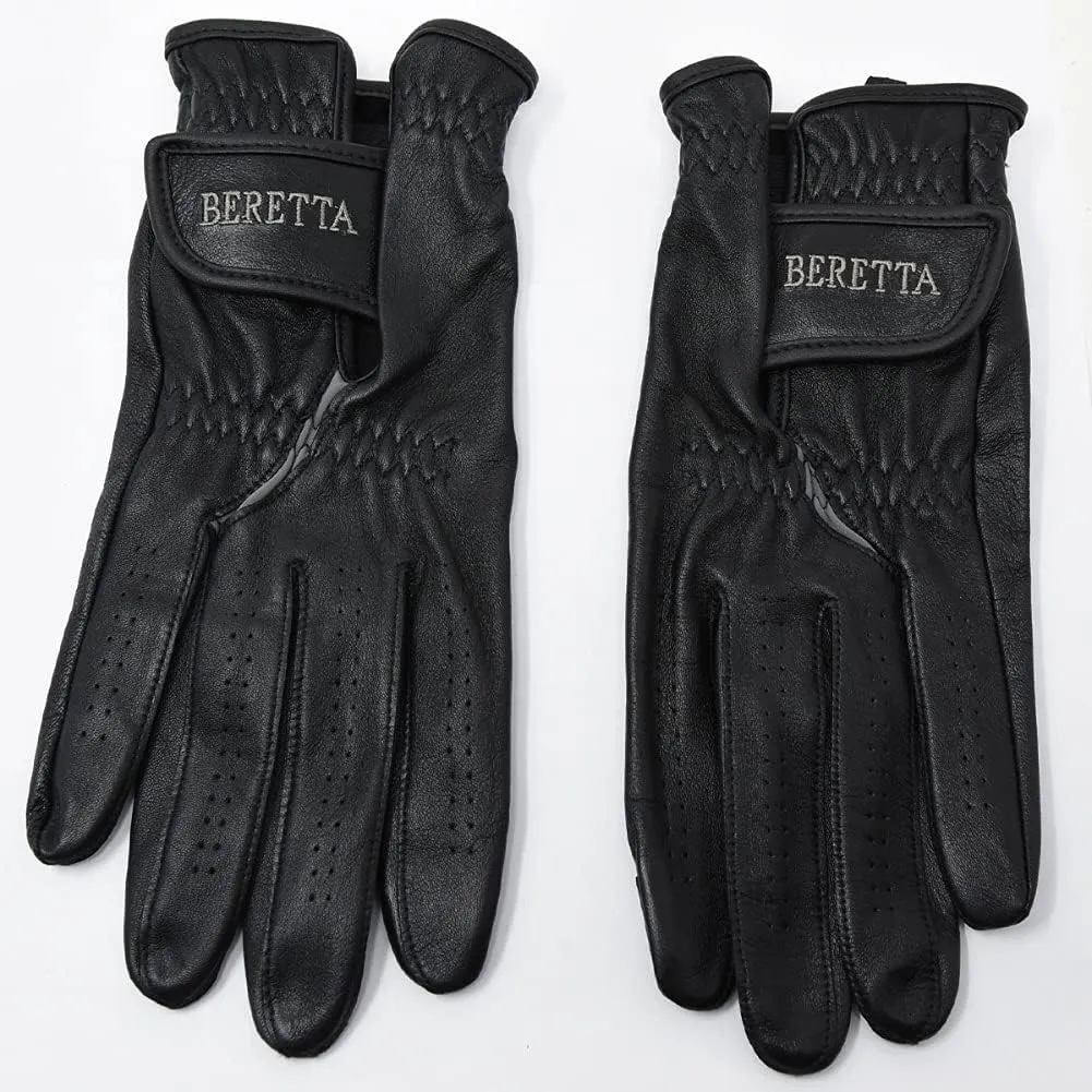 Beretta Unisex Leather Shooting Gloves with Touch-Screen Compatible Index Finger - Breathable Soft Thin Maximum Grip Adjustable Cuffs