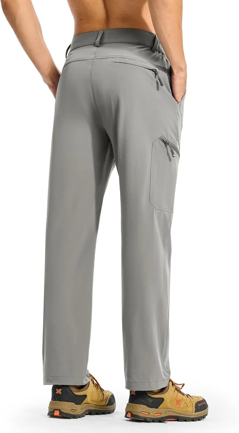 BGOWATU Men's Lightweight Hiking Travel Pants Quick Dry Water Resistant Athletic Joggers Zipper Pockets Cargo Workout Casual