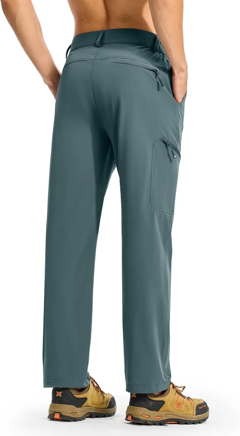 BGOWATU Men's Lightweight Hiking Travel Pants Quick Dry Water Resistant Athletic Joggers Zipper Pockets Cargo Workout Casual