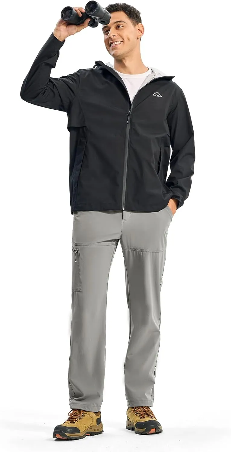 BGOWATU Men's Lightweight Hiking Travel Pants Quick Dry Water Resistant Athletic Joggers Zipper Pockets Cargo Workout Casual