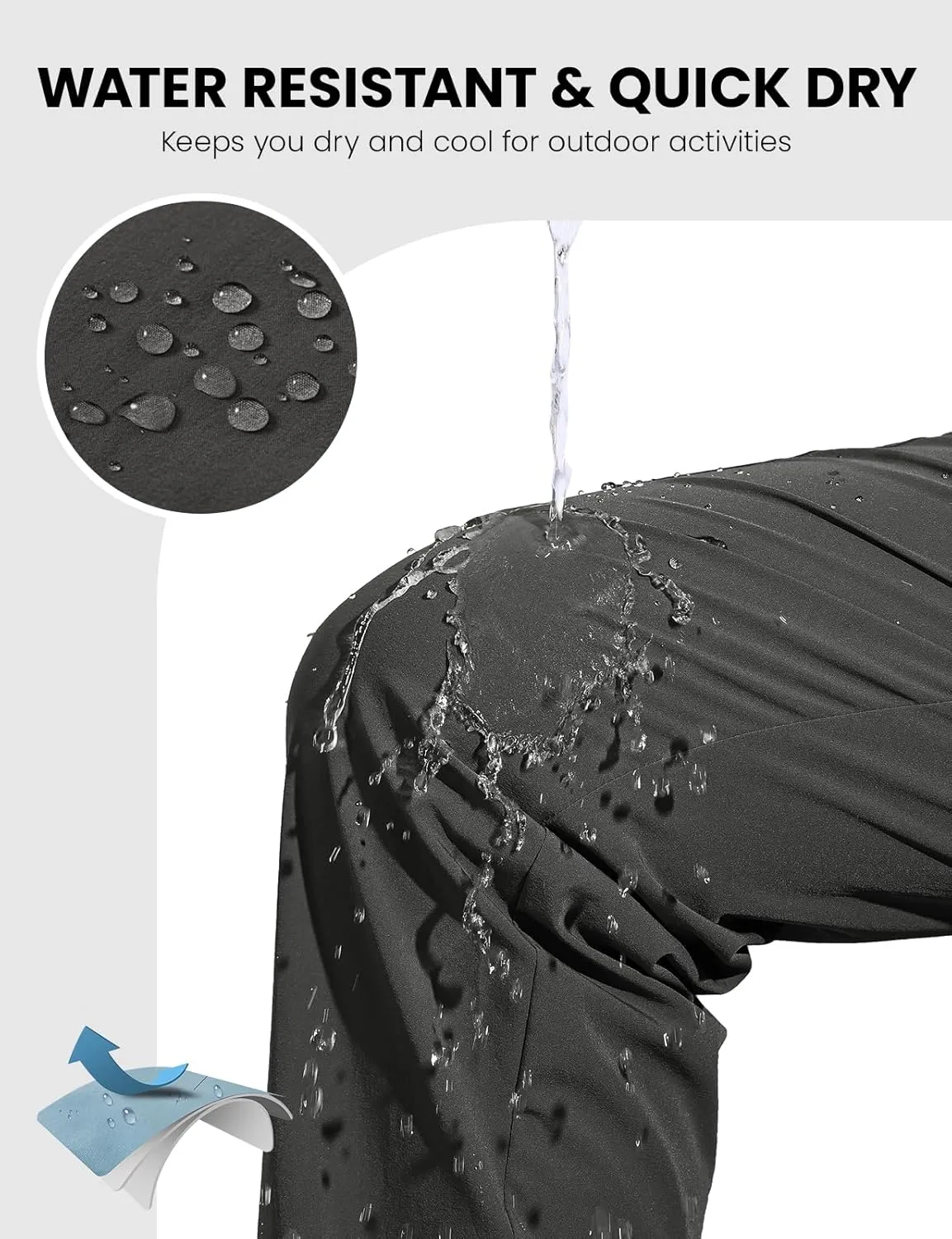 BGOWATU Men's Lightweight Hiking Travel Pants Quick Dry Water Resistant Athletic Joggers Zipper Pockets Cargo Workout Casual