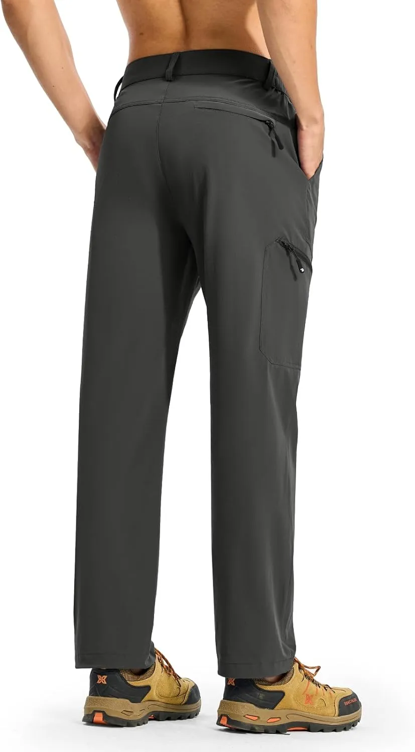 BGOWATU Men's Lightweight Hiking Travel Pants Quick Dry Water Resistant Athletic Joggers Zipper Pockets Cargo Workout Casual